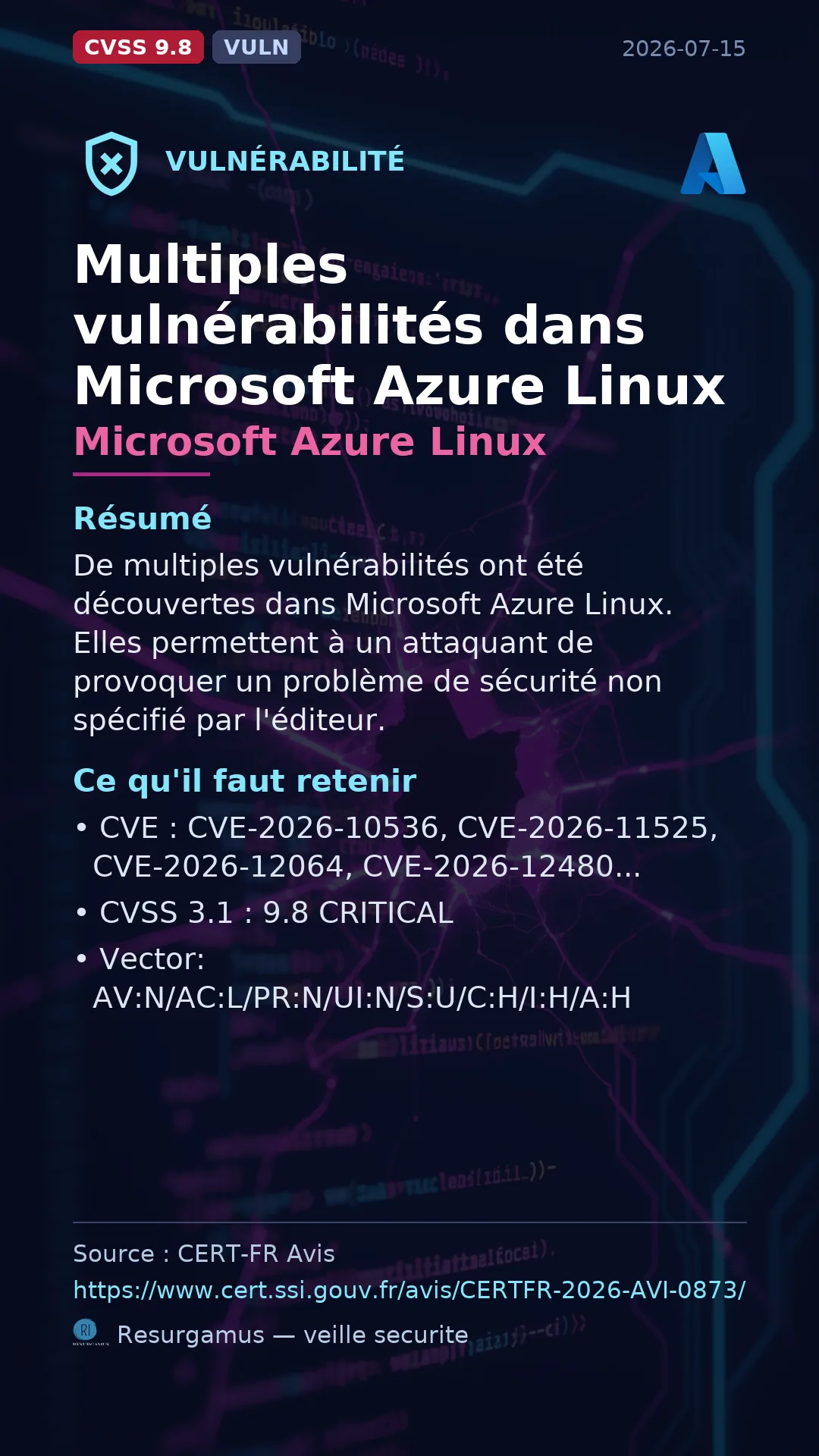 CVE-2026-10536 - Microsoft Azure Linux vulnerability