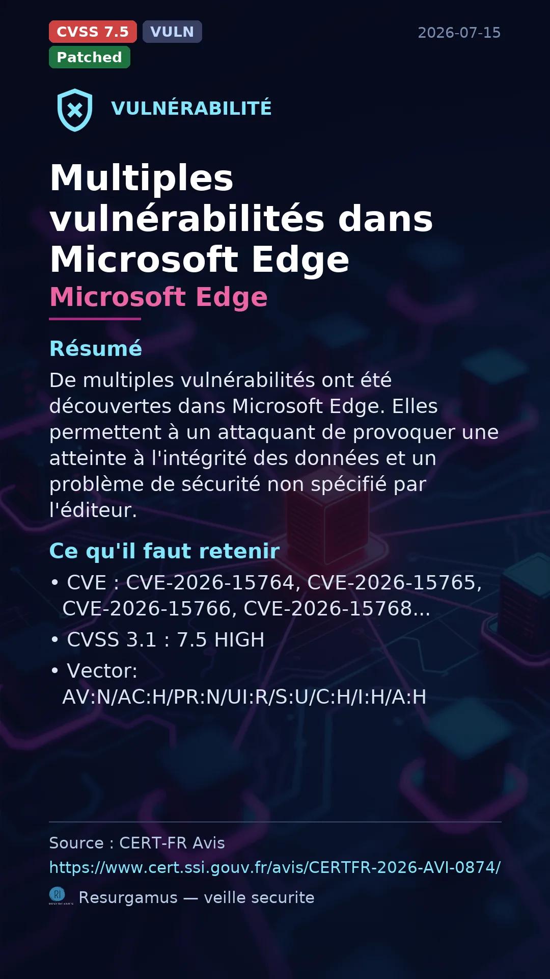 CVE-2026-15764 - Microsoft Edge vulnerability