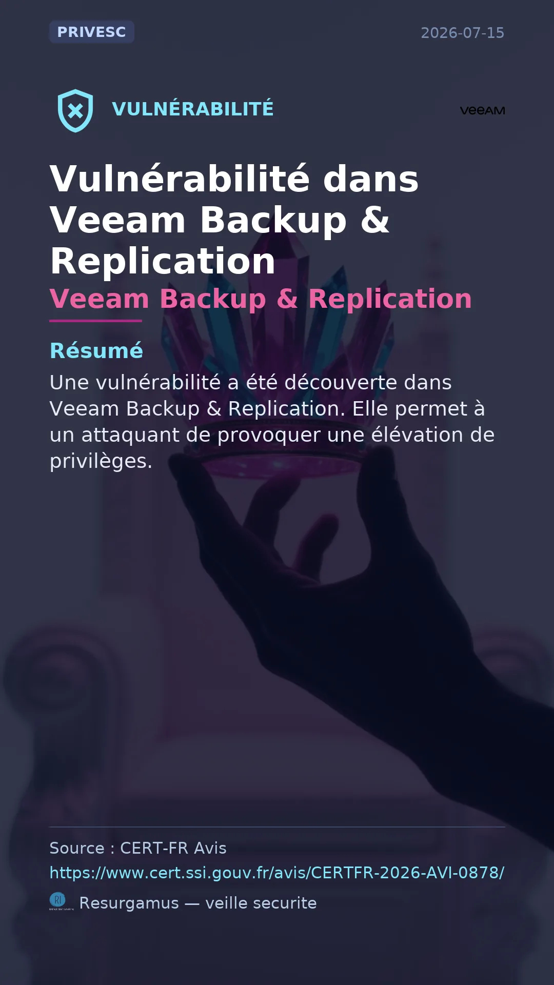 Veeam Backup & Replication vulnerability