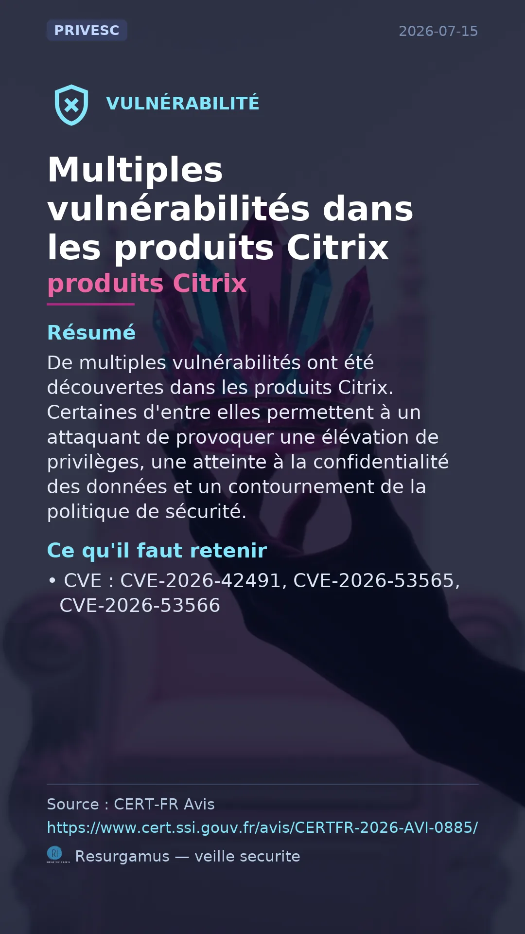 CVE-2026-42491 - produits Citrix vulnerability