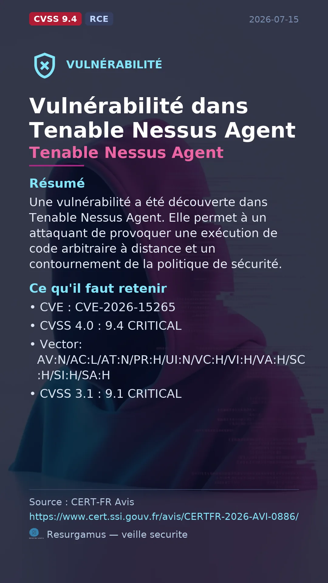 CVE-2026-15265 - Tenable Nessus Agent vulnerability