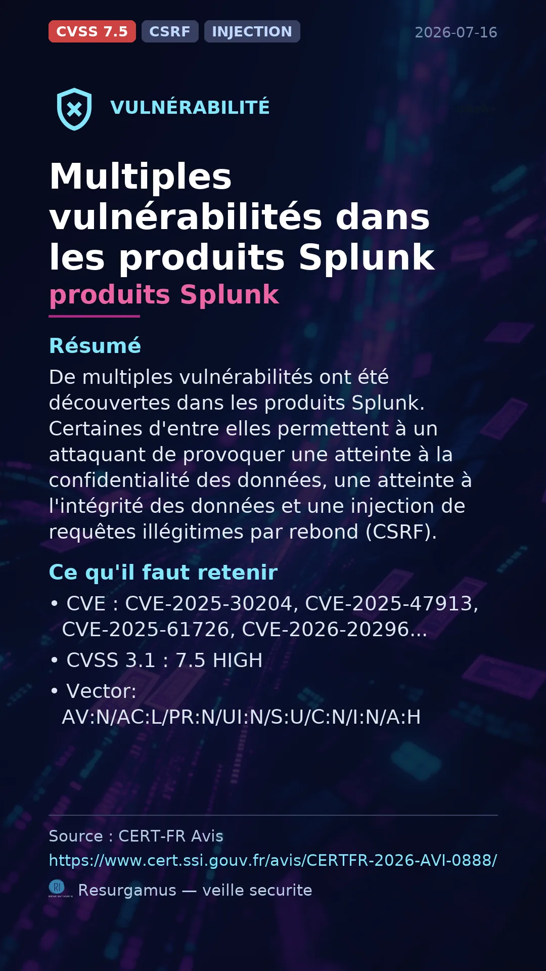 CVE-2025-30204 - produits Splunk vulnerability