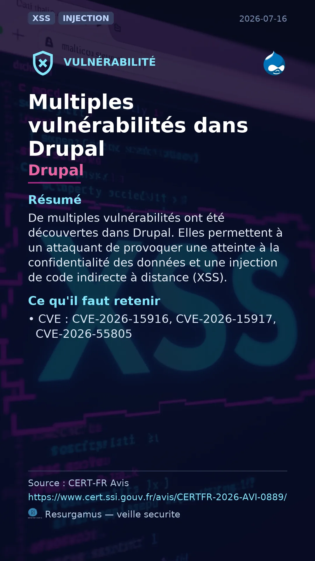 CVE-2026-15916 - Drupal vulnerability