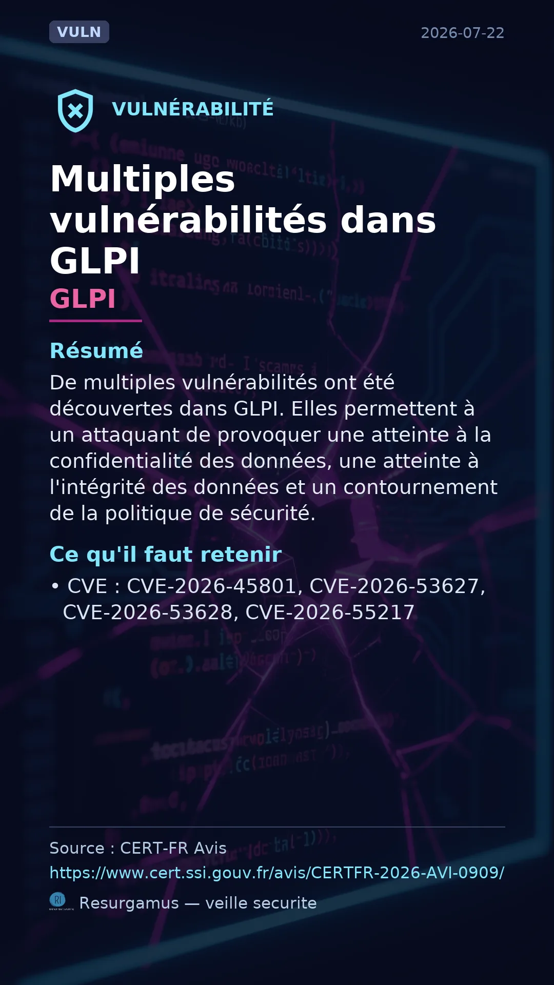 CVE-2026-45801 - GLPI vulnerability