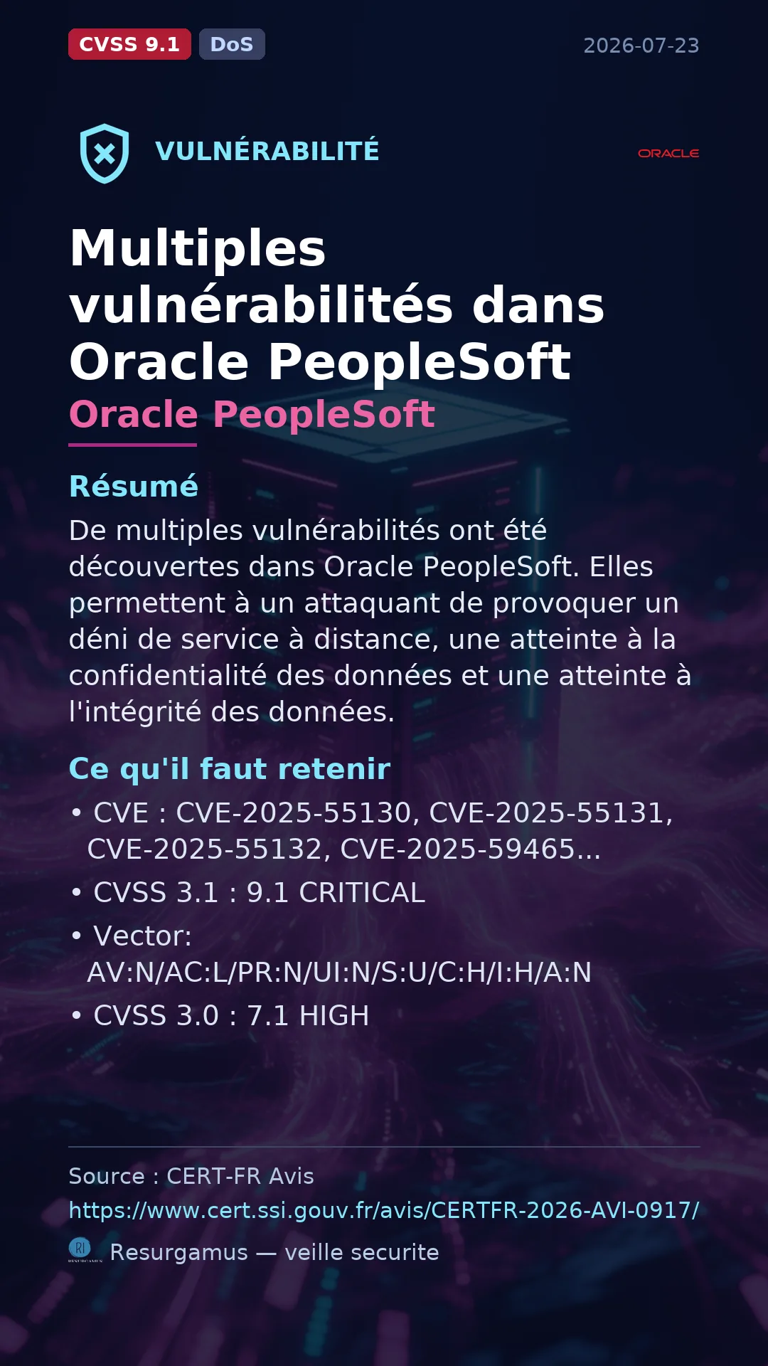 CVE-2025-55130 - Oracle PeopleSoft vulnerability