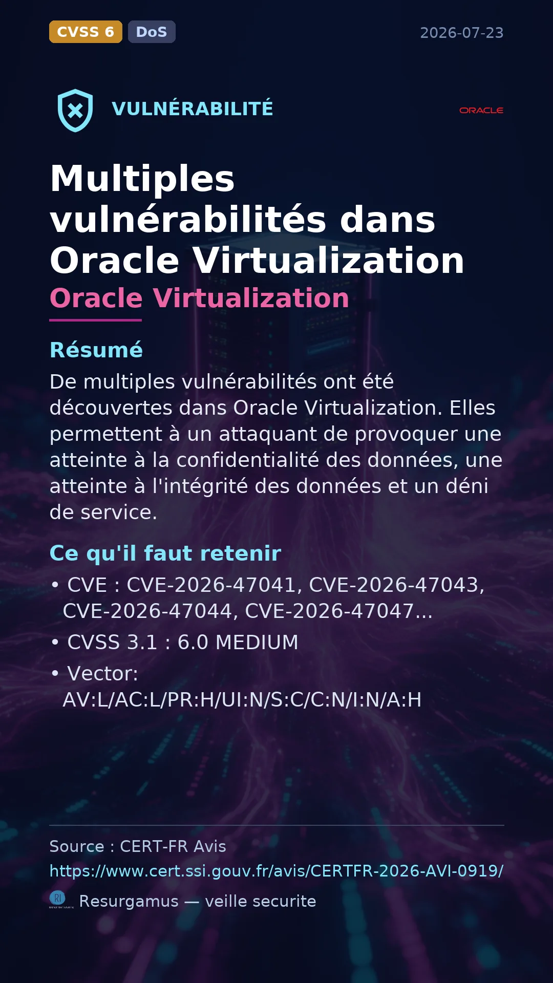 CVE-2026-47041 - Oracle Virtualization vulnerability