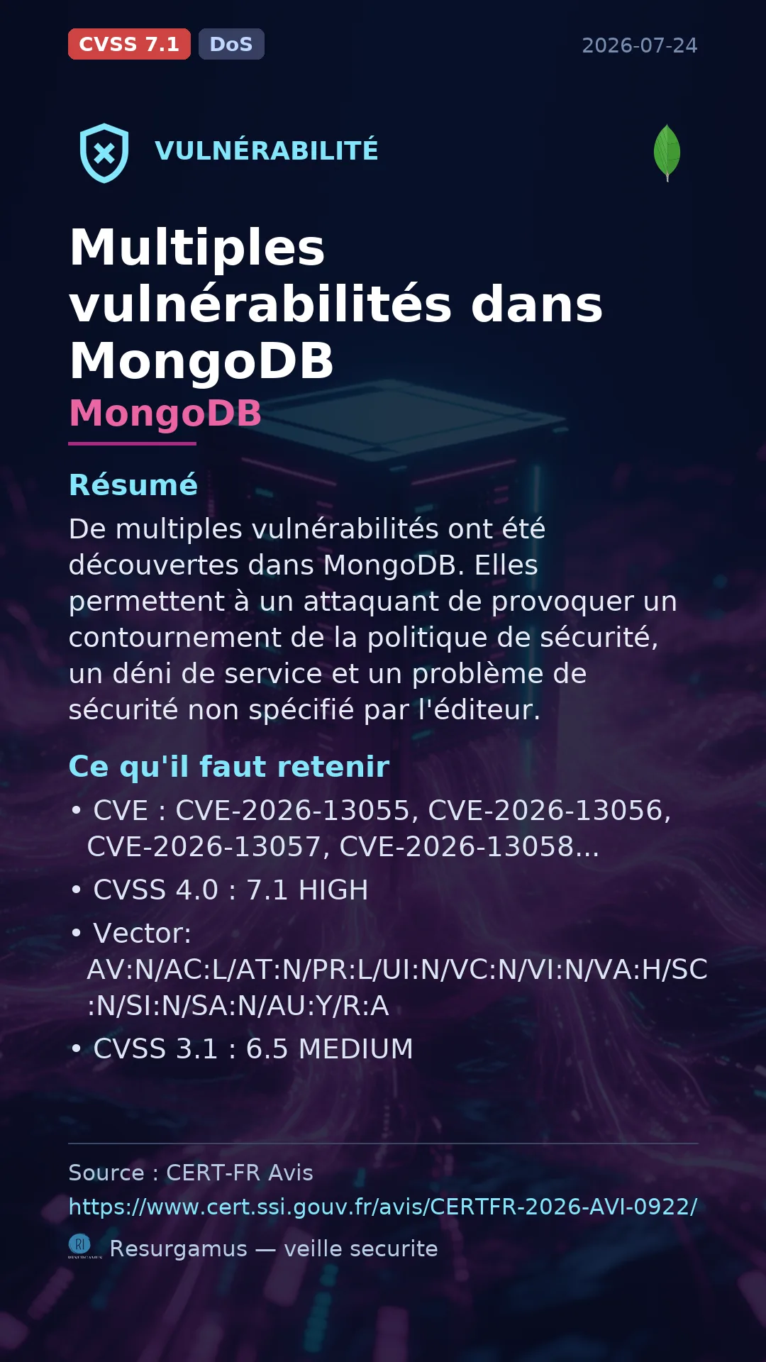 CVE-2026-13055 - MongoDB vulnerability