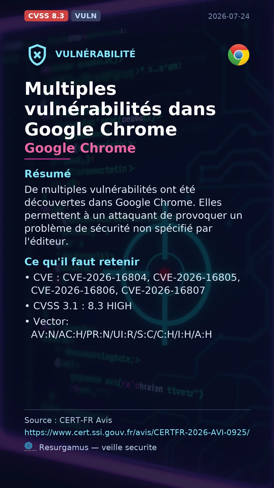 CVE-2026-16804 - Google Chrome vulnerability