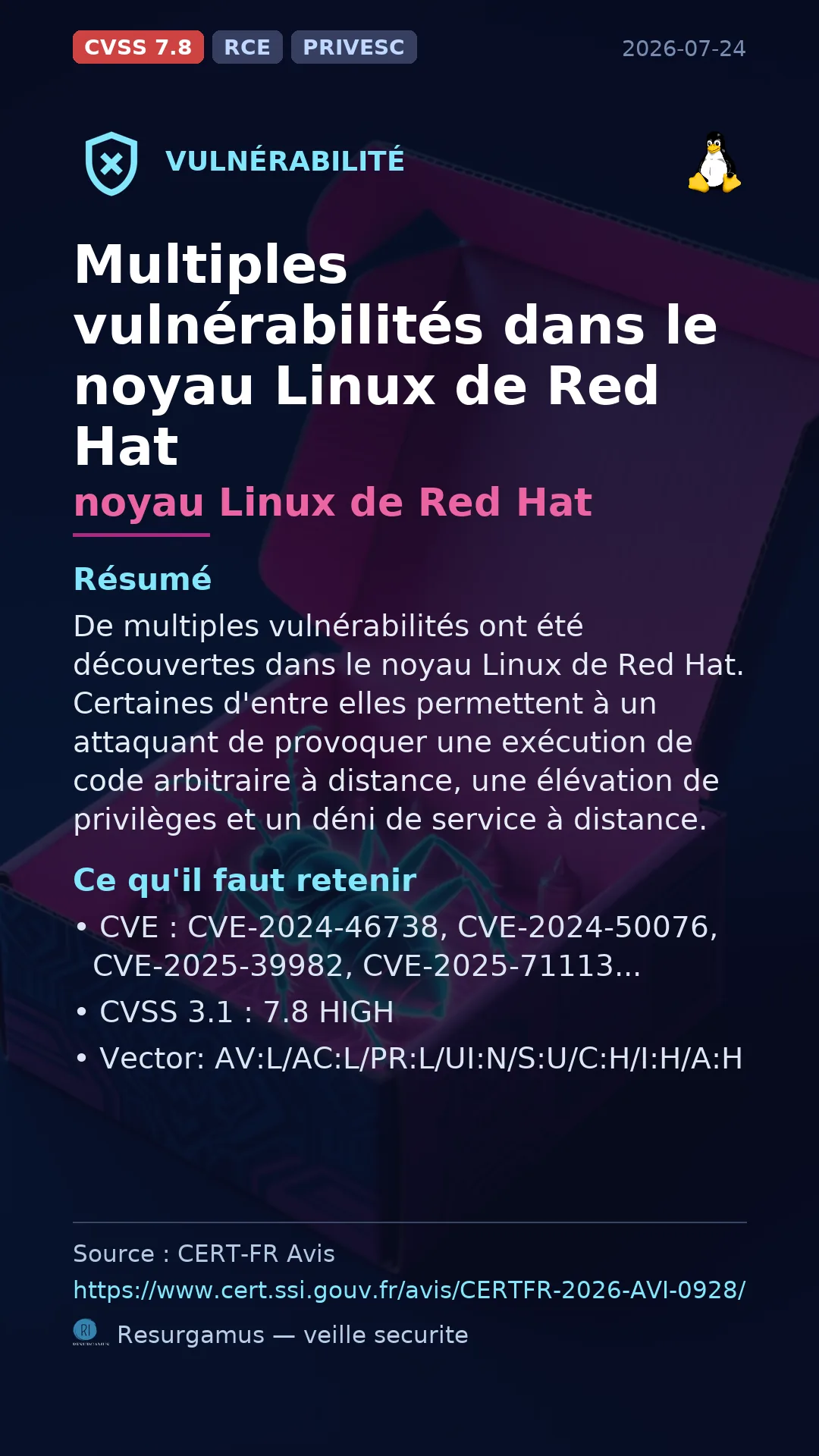 CVE-2024-46738 - noyau Linux de Red Hat vulnerability