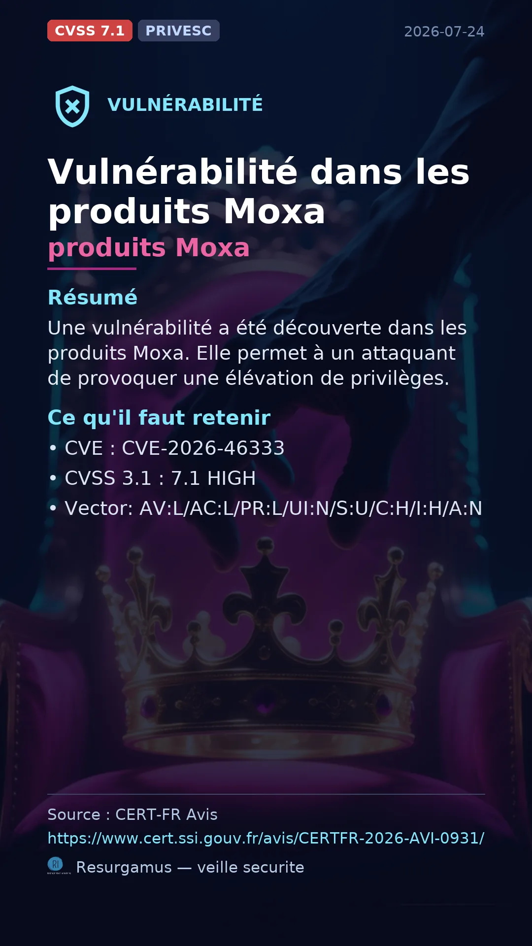 CVE-2026-46333 - produits Moxa vulnerability