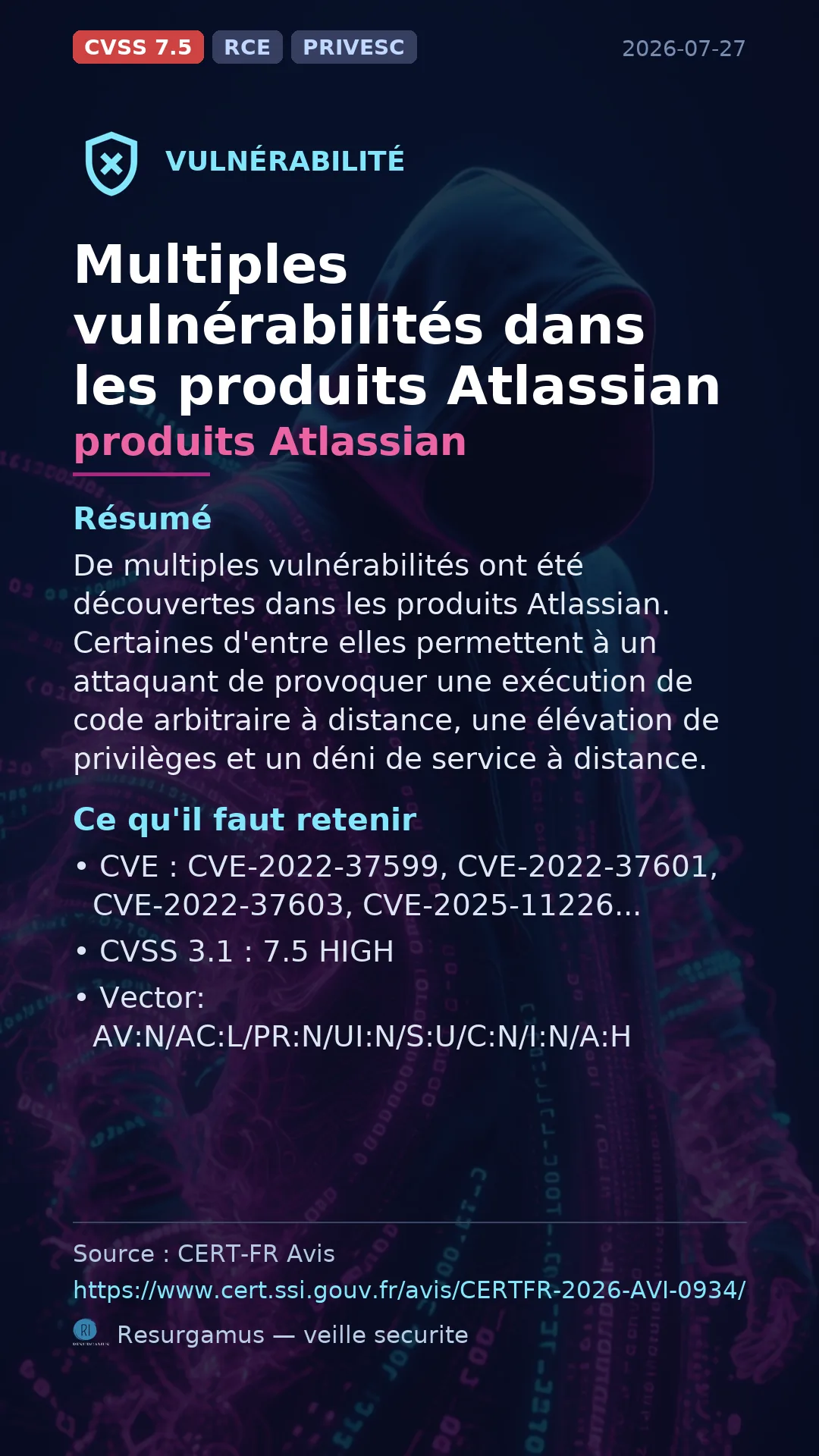 CVE-2022-37599 produits Atlassian Vulnerability