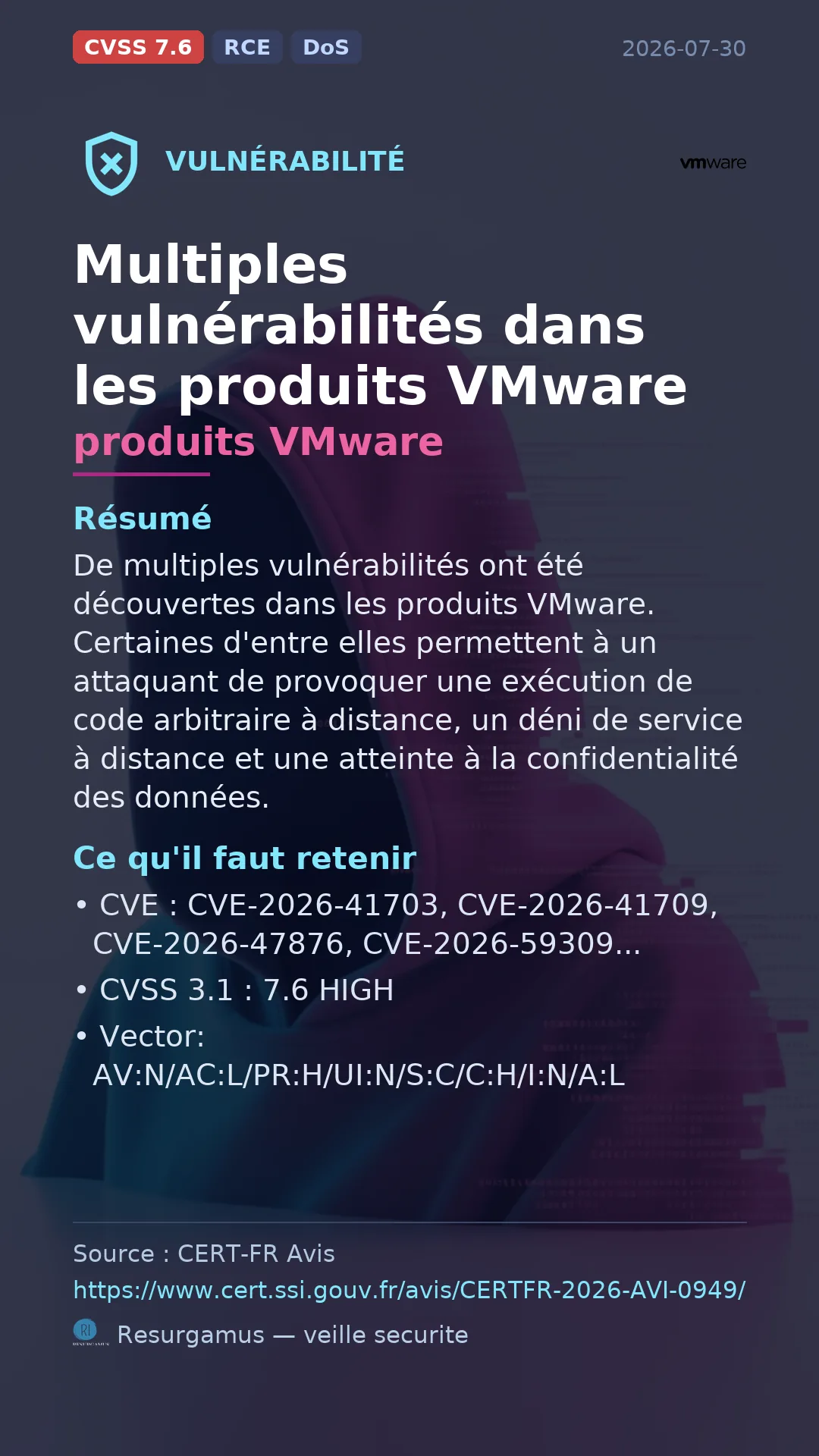 CVE-2026-41703 produits VMware Vulnerability